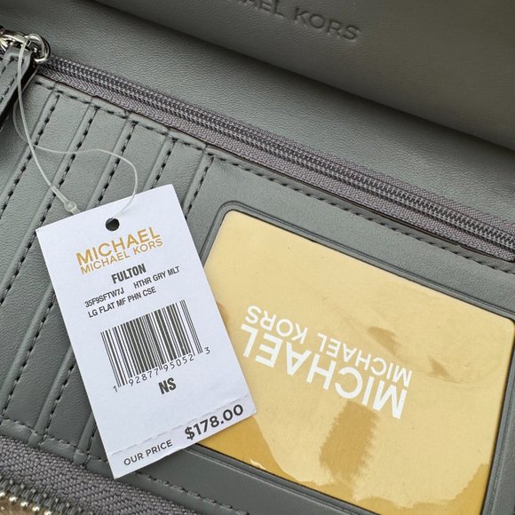 Michael Kors Jet Set Fulton Multifunction Phone Wallet MK Heather Grey Multi - Picture 9 of 10